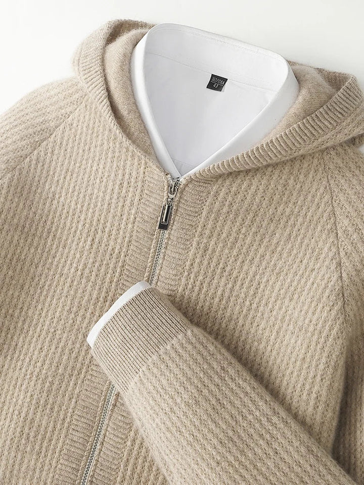 Bradley | Refined Ribbed Knit Full Zip Mens Hoodies