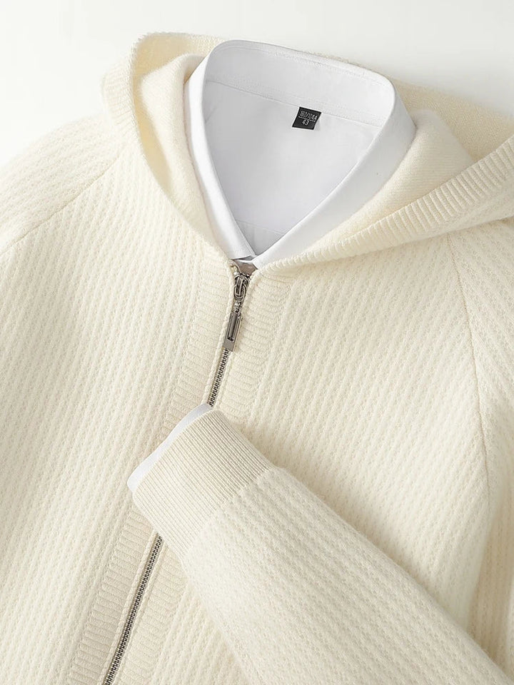 Bradley | Refined Ribbed Knit Full Zip Mens Hoodies