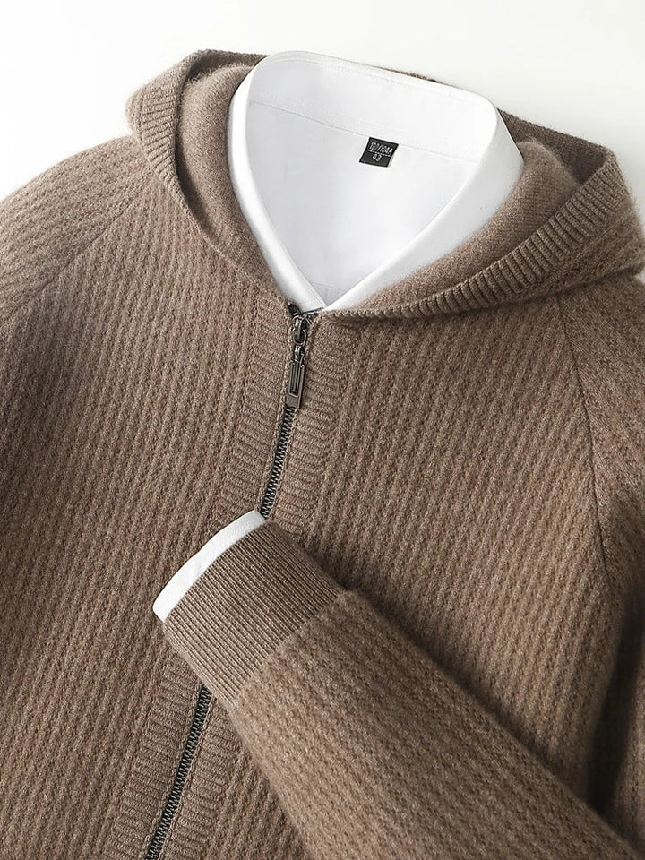 Bradley | Refined Ribbed Knit Full Zip Mens Hoodies