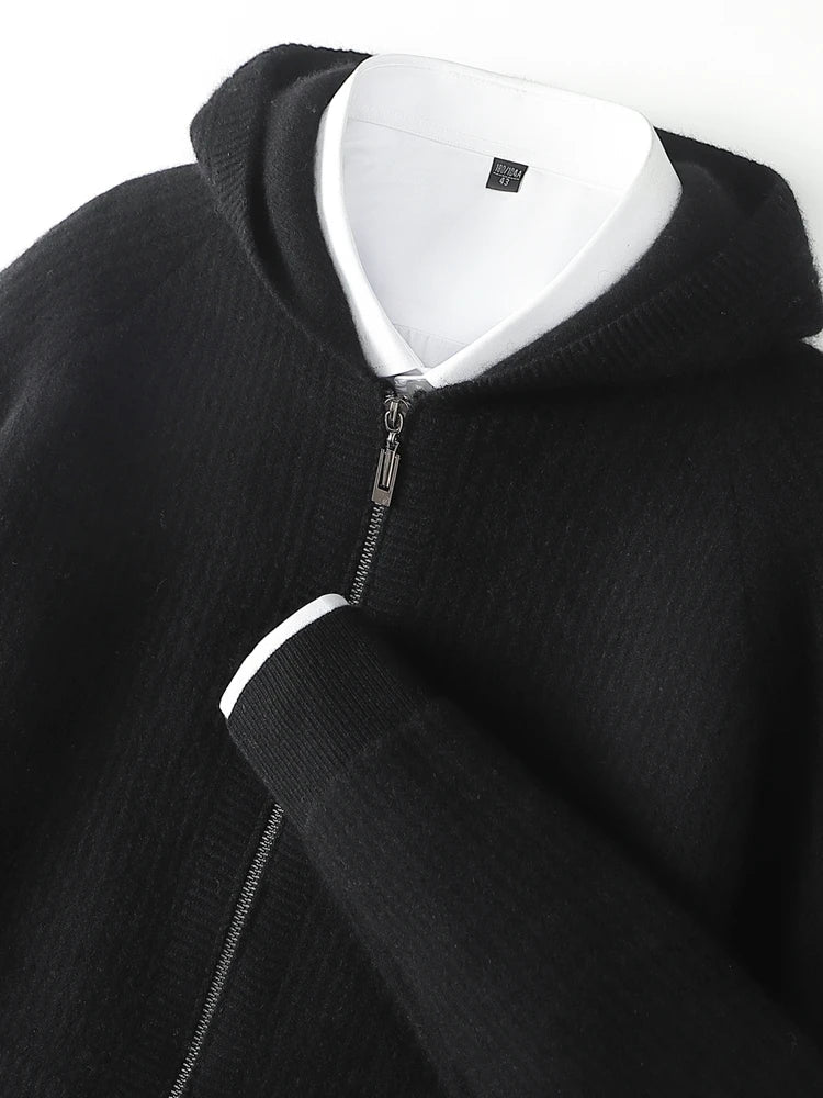Bradley | Refined Ribbed Knit Full Zip Mens Hoodies