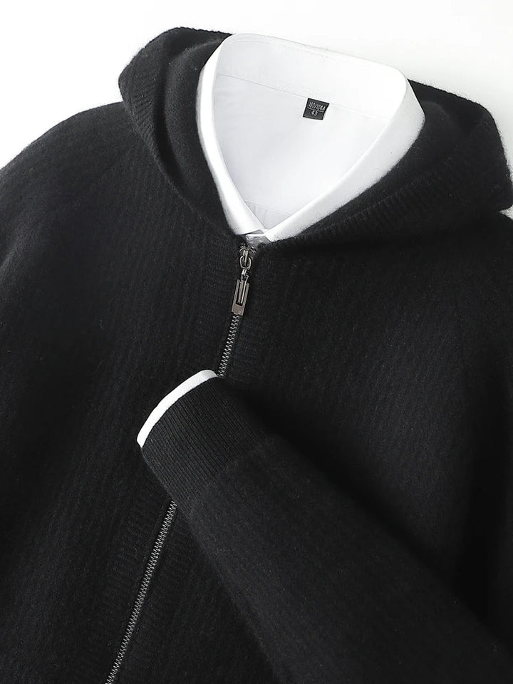 Bradley | Refined Ribbed Knit Full Zip Mens Hoodies