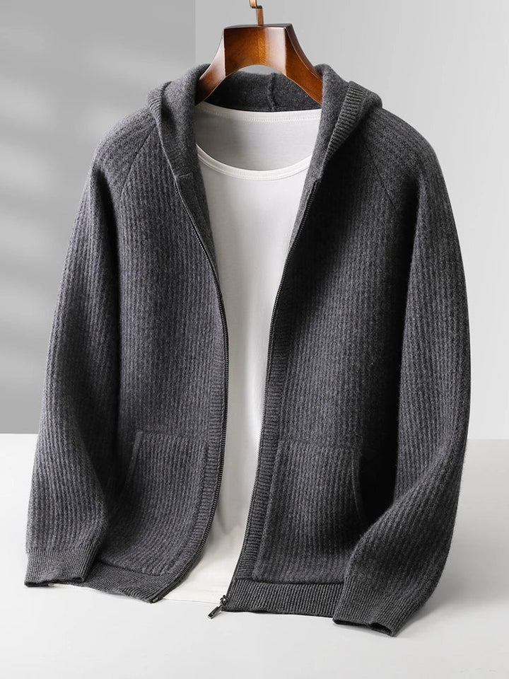 Bradley | Refined Ribbed Knit Full Zip Mens Hoodies