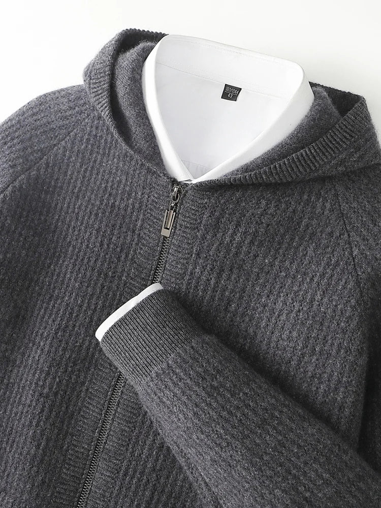 Bradley | Refined Ribbed Knit Full Zip Mens Hoodies