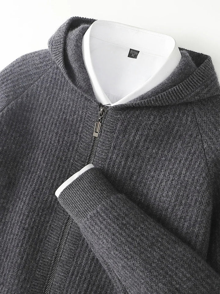 Bradley | Refined Ribbed Knit Full Zip Mens Hoodies