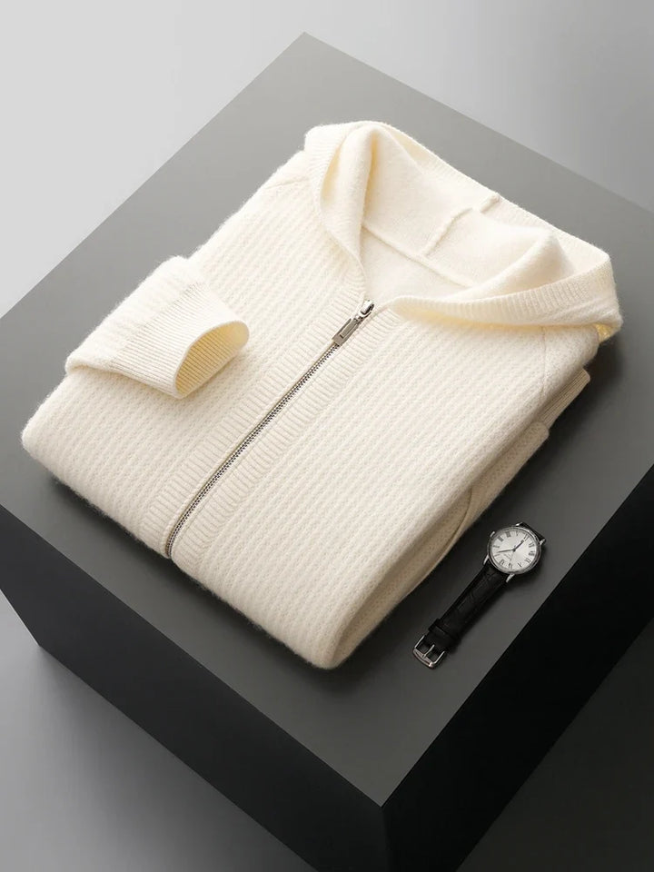Bradley | Refined Ribbed Knit Full Zip Mens Hoodies