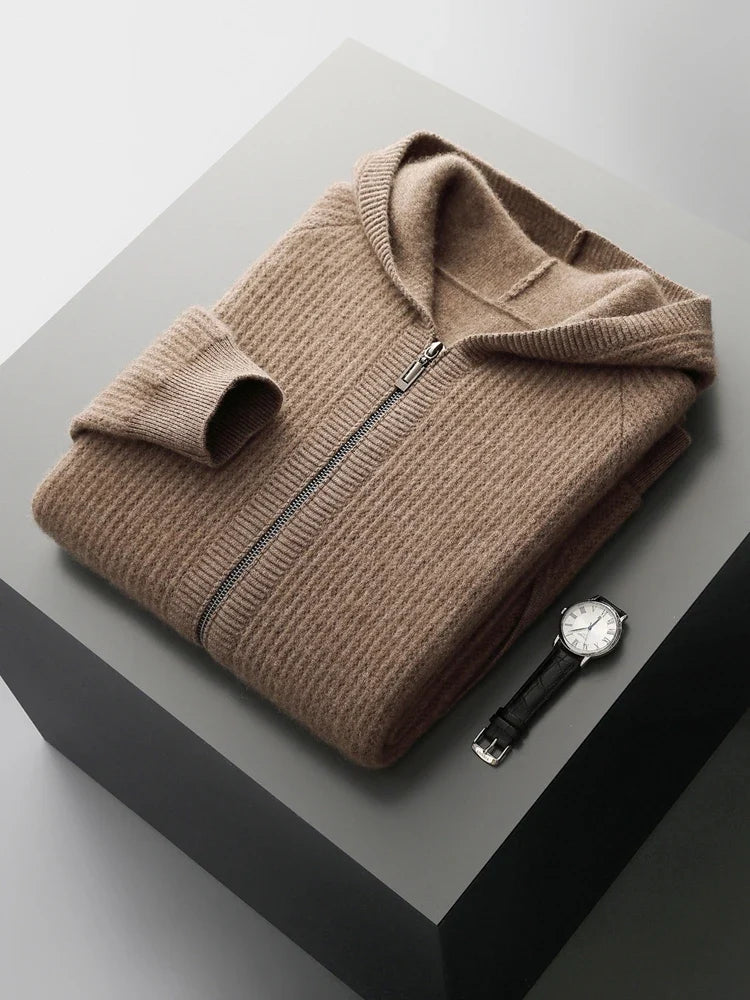 Bradley | Refined Ribbed Knit Full Zip Mens Hoodies