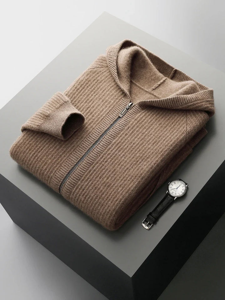 Bradley | Refined Ribbed Knit Full Zip Mens Hoodies