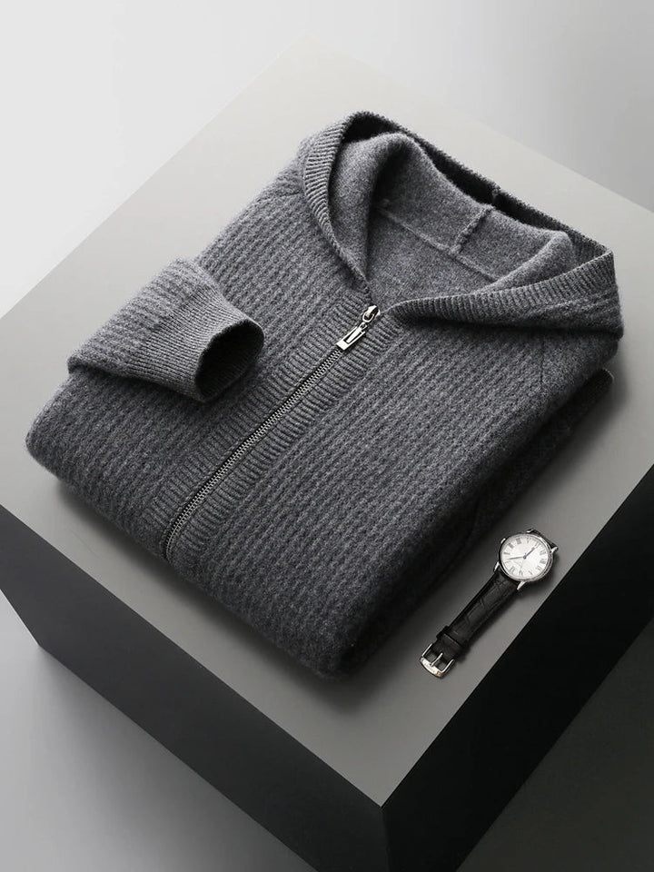 Bradley | Refined Ribbed Knit Full Zip Mens Hoodies