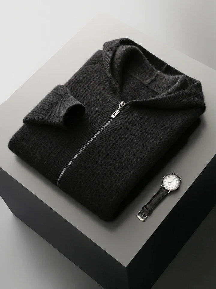 Bradley | Refined Ribbed Knit Full Zip Mens Hoodies