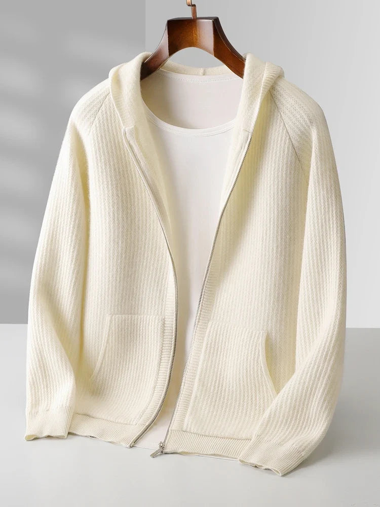 Bradley | Refined Ribbed Knit Full Zip Mens Hoodies