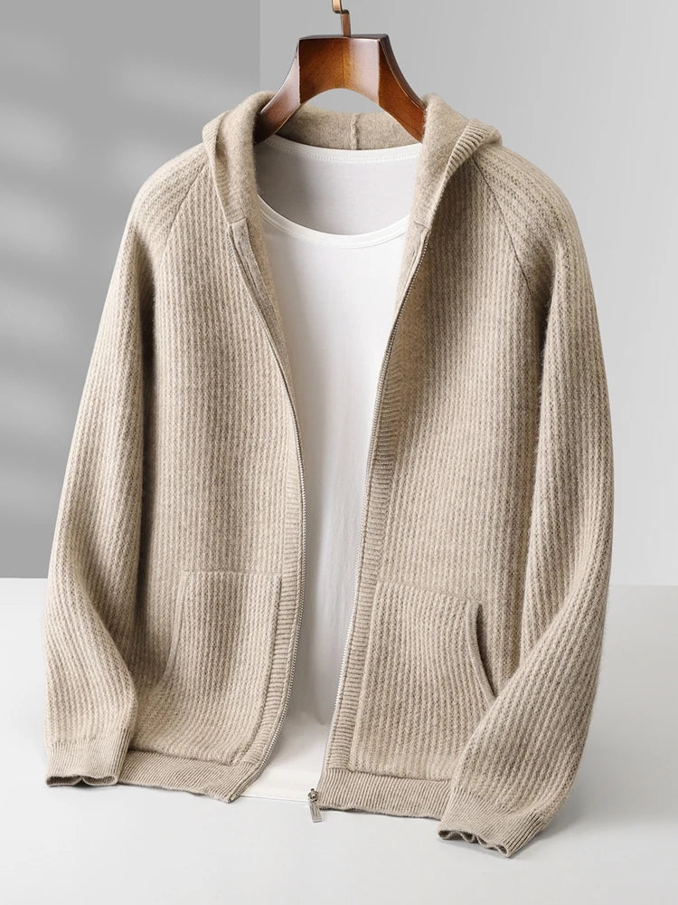 Bradley | Refined Ribbed Knit Full Zip Mens Hoodies