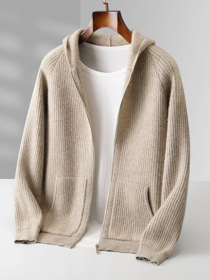 Bradley | Refined Ribbed Knit Full Zip Mens Hoodies