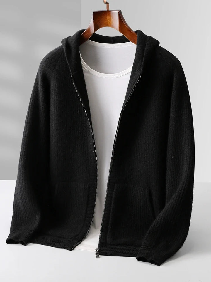 Bradley | Refined Ribbed Knit Full Zip Mens Hoodies