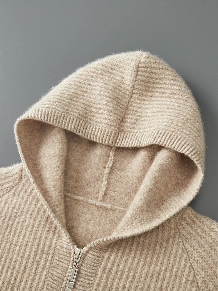 Bradley | Refined Ribbed Knit Full Zip Mens Hoodies