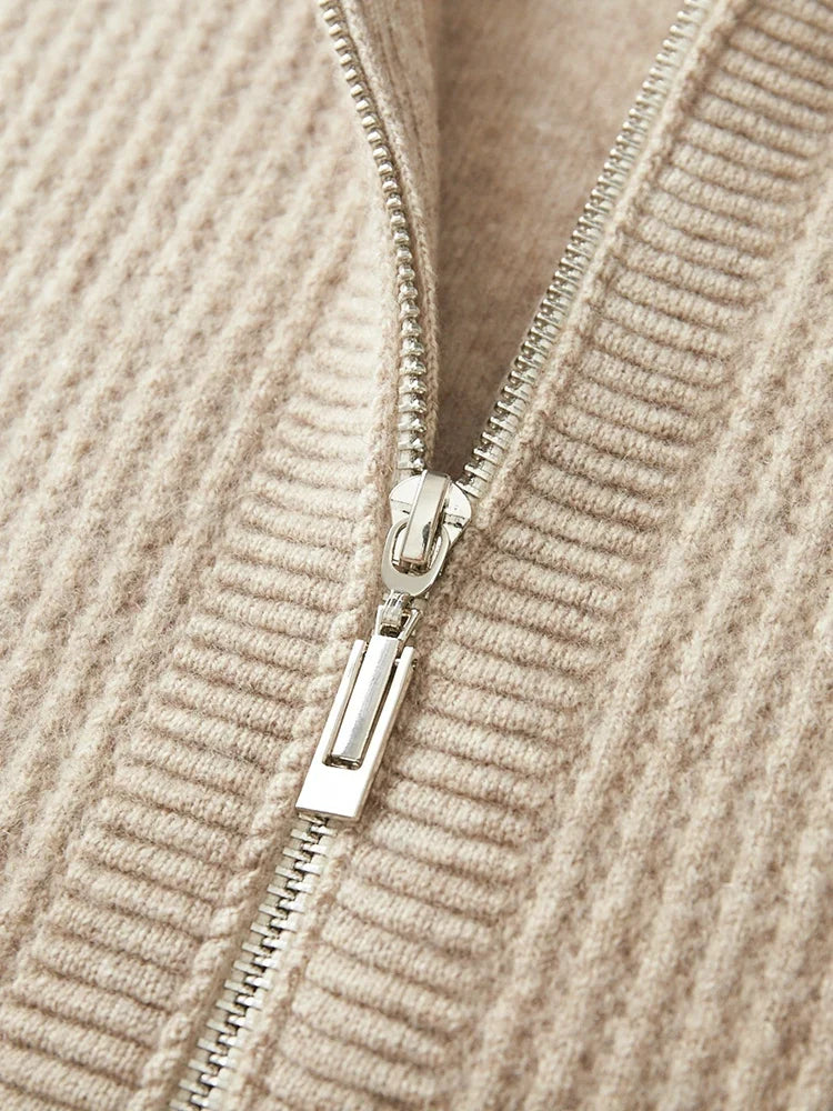 Bradley | Refined Ribbed Knit Full Zip Mens Hoodies