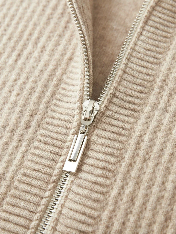 Bradley | Refined Ribbed Knit Full Zip Mens Hoodies