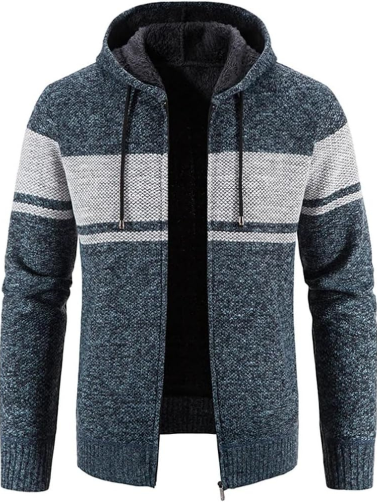 Brandon | Striped Knit Full Zip Mens Hoodies