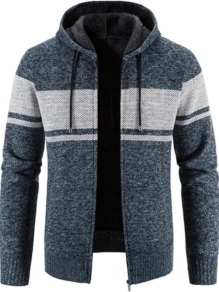 Brandon | Striped Knit Full Zip Mens Hoodies