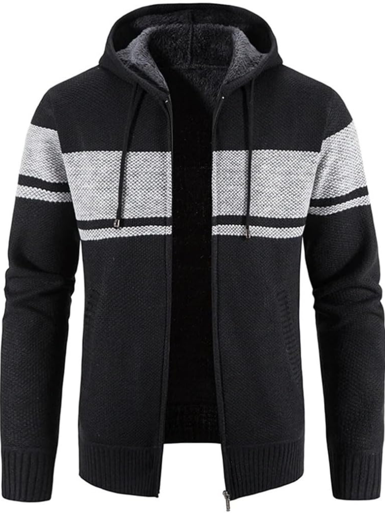 Brandon | Striped Knit Full Zip Mens Hoodies