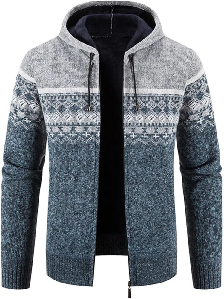 Brandon | Striped Knit Full Zip Mens Hoodies