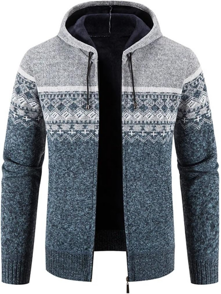 Brandon | Striped Knit Full Zip Mens Hoodies
