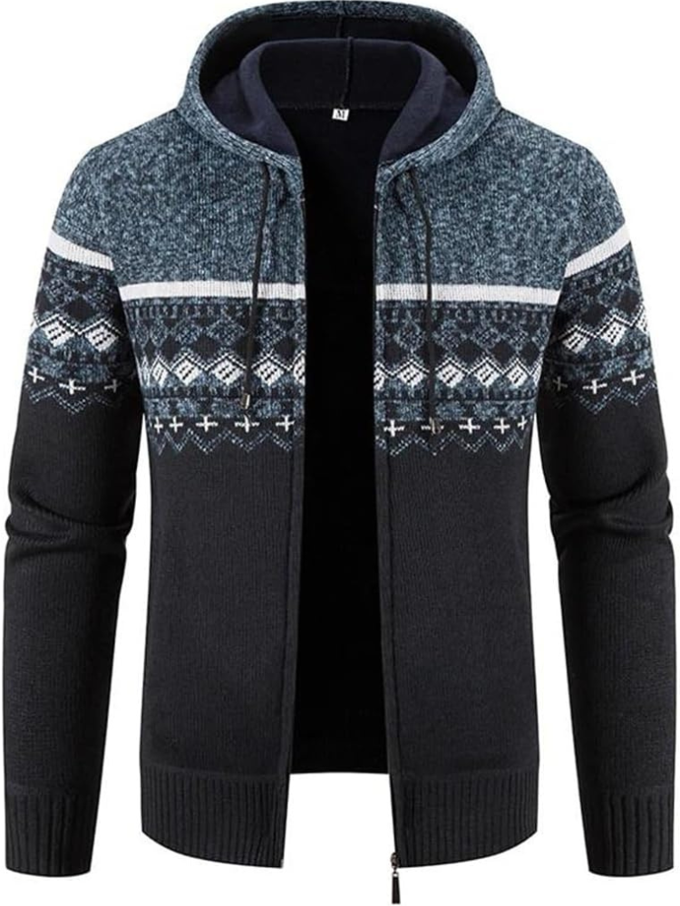 Brandon | Striped Knit Full Zip Mens Hoodies