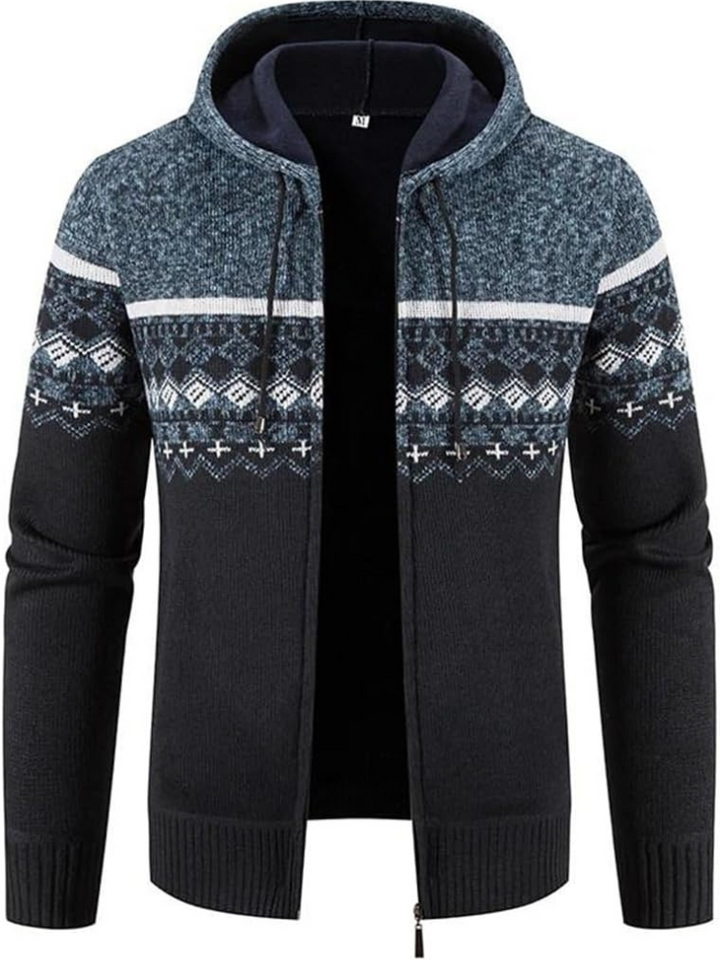 Brandon | Striped Knit Full Zip Mens Hoodies