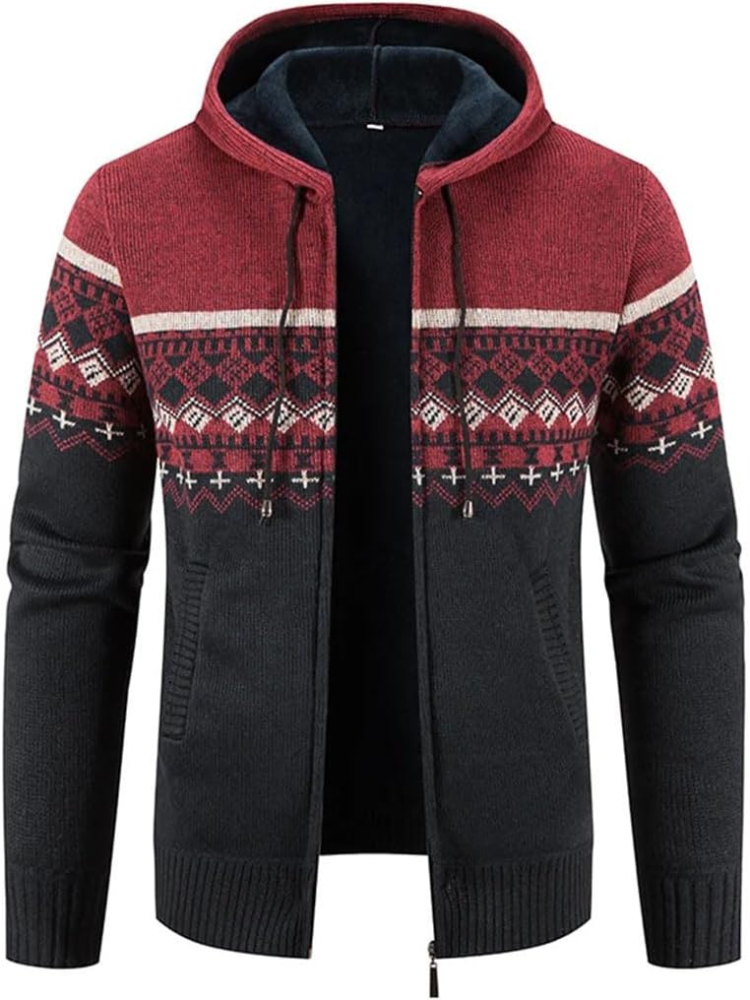 Brandon | Striped Knit Full Zip Mens Hoodies