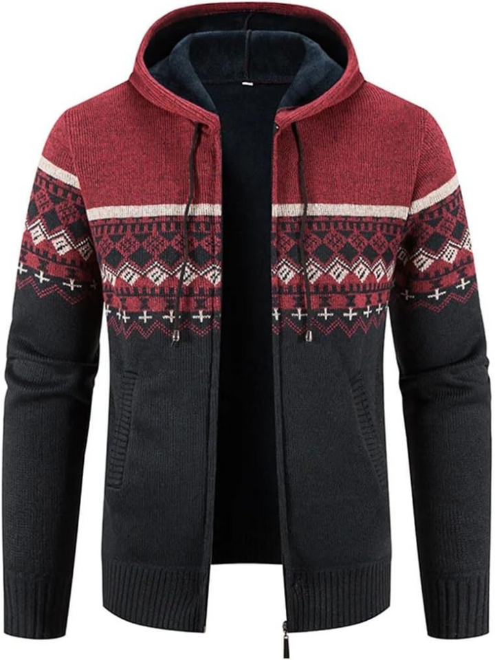 Brandon | Striped Knit Full Zip Mens Hoodies
