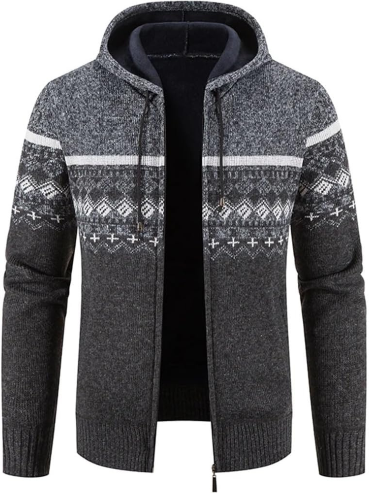Brandon | Striped Knit Full Zip Mens Hoodies
