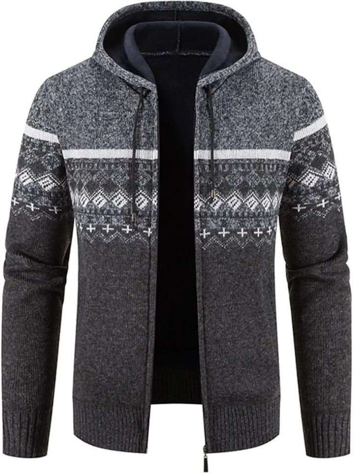 Brandon | Striped Knit Full Zip Mens Hoodies