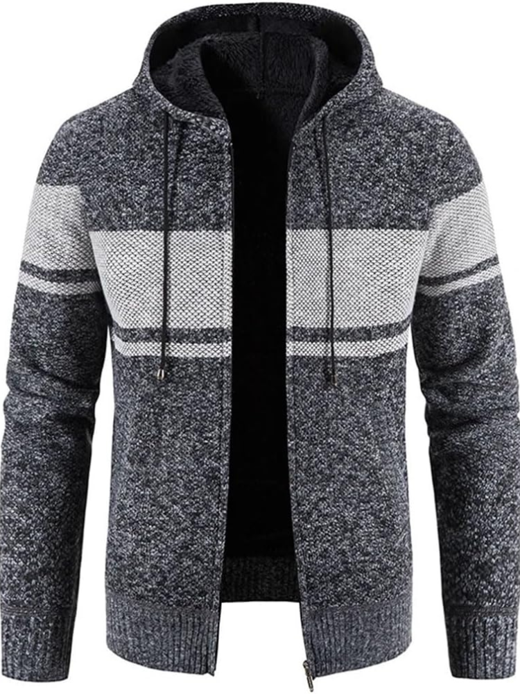 Brandon | Striped Knit Full Zip Mens Hoodies