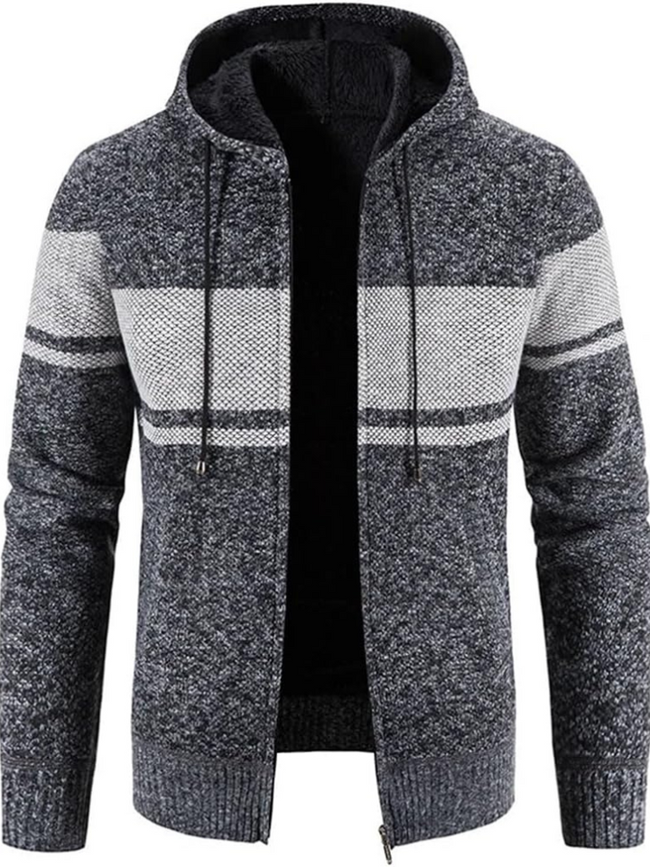 Brandon | Striped Knit Full Zip Mens Hoodies