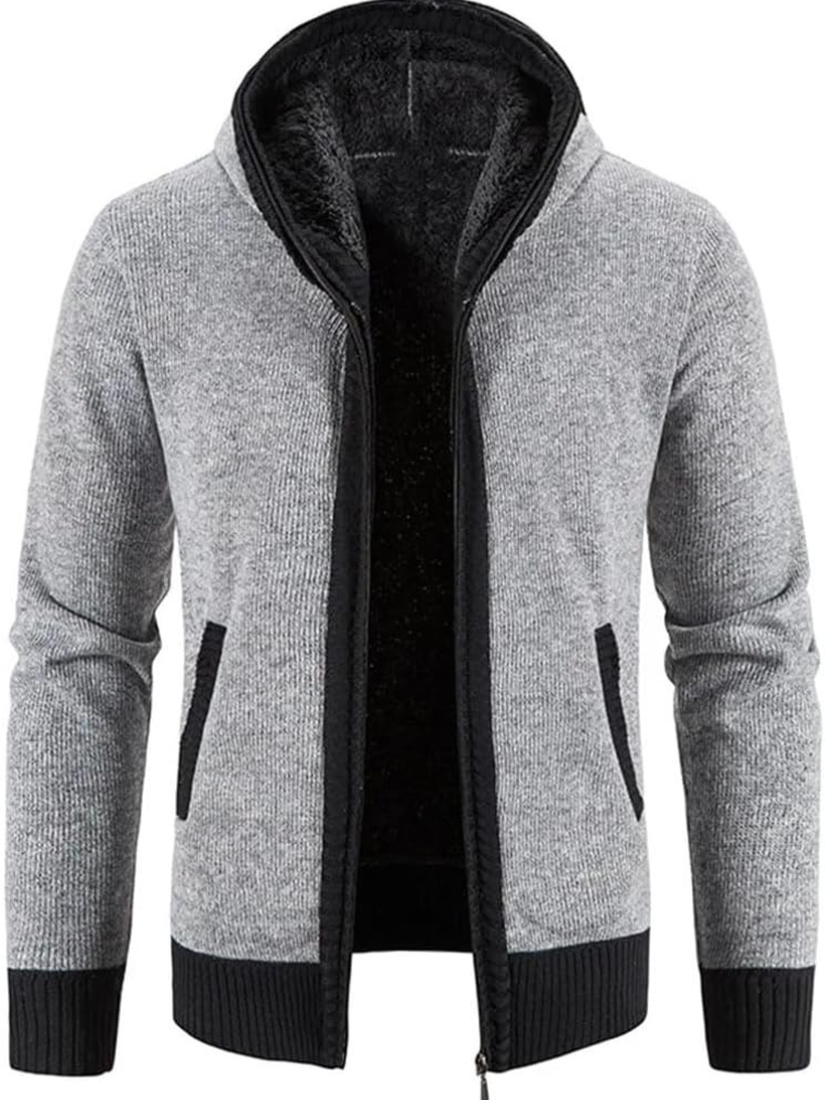 Brandon | Striped Knit Full Zip Mens Hoodies