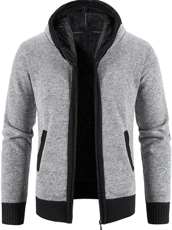Brandon | Striped Knit Full Zip Mens Hoodies