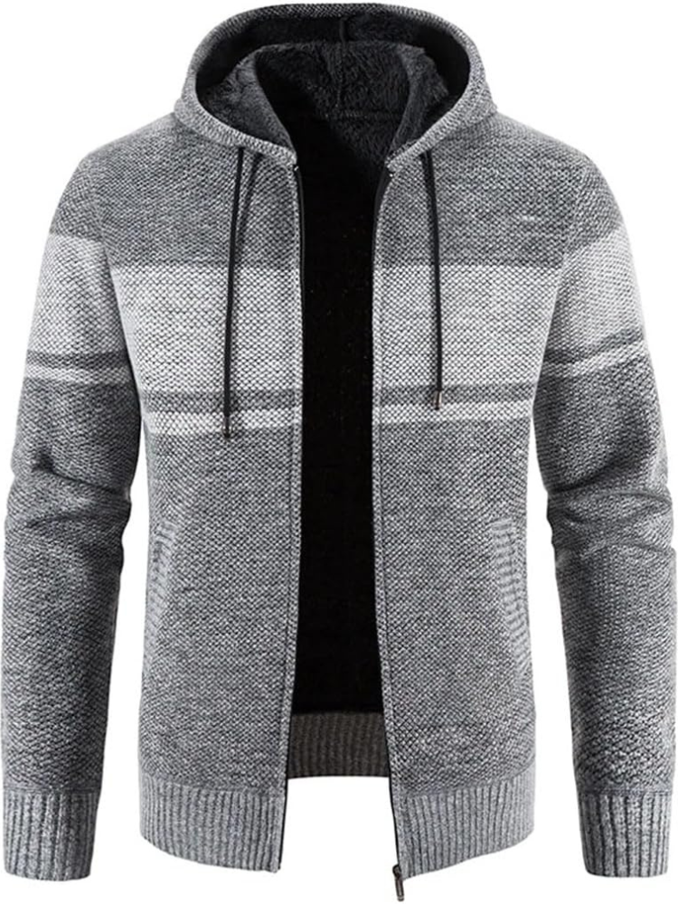 Brandon | Striped Knit Full Zip Mens Hoodies