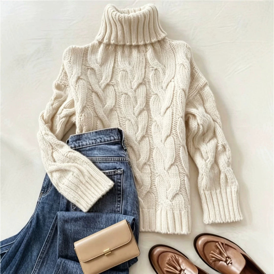 Brenda | Chic Chunky Cable Knit Turtleneck Sweater