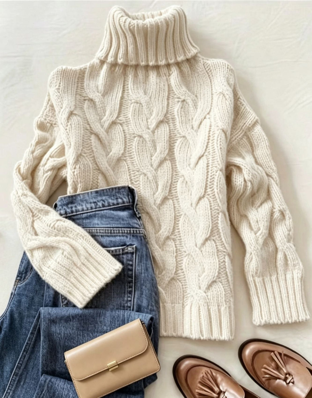 Brenda | Chic Chunky Cable Knit Turtleneck Sweater