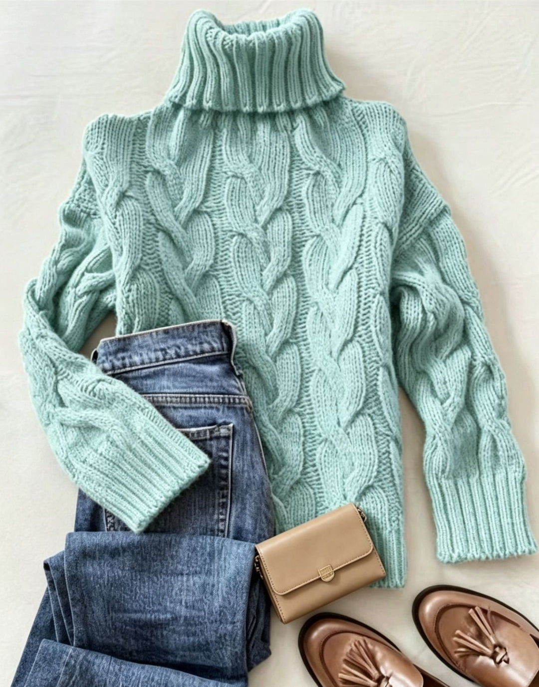 Brenda | Chic Chunky Cable Knit Turtleneck Sweater