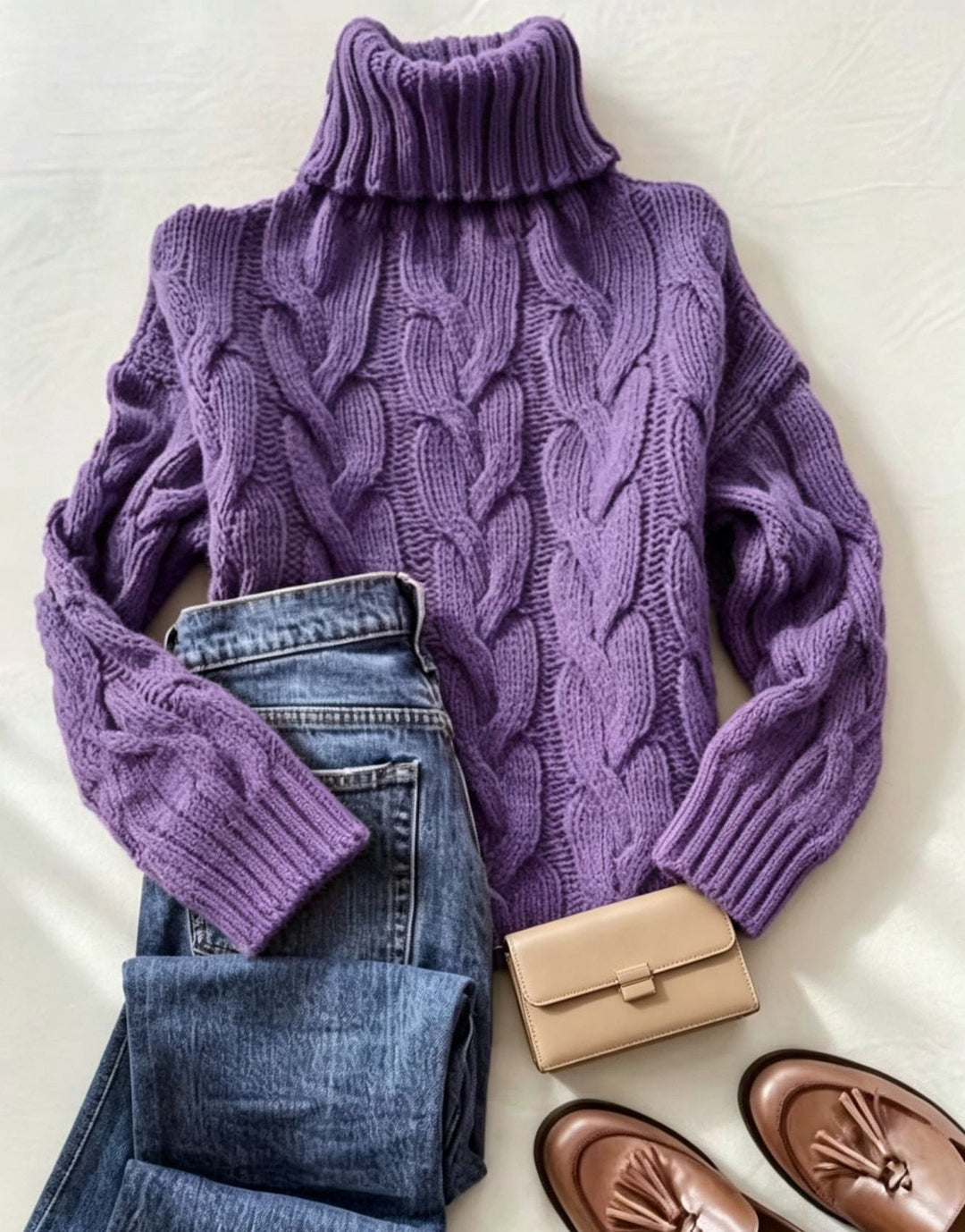 Brenda | Chic Chunky Cable Knit Turtleneck Sweater
