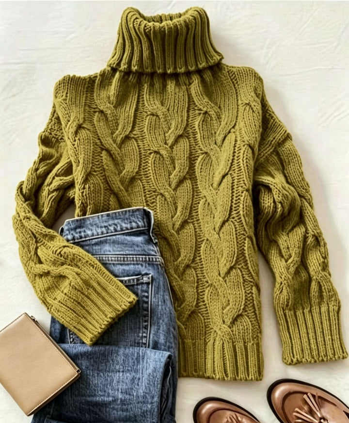 Brenda | Chic Chunky Cable Knit Turtleneck Sweater