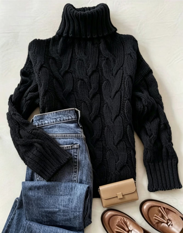 Brenda | Chic Chunky Cable Knit Turtleneck Sweater