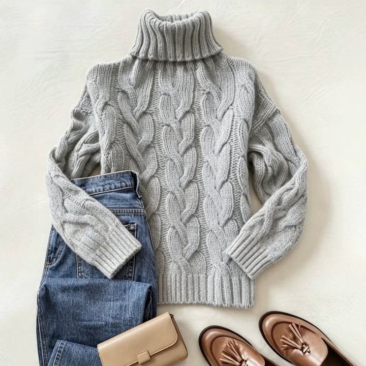 Brenda | Chic Chunky Cable Knit Turtleneck Sweater