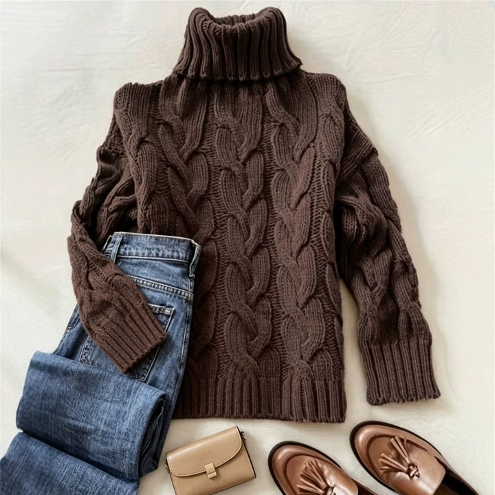 Brenda | Chic Chunky Cable Knit Turtleneck Sweater
