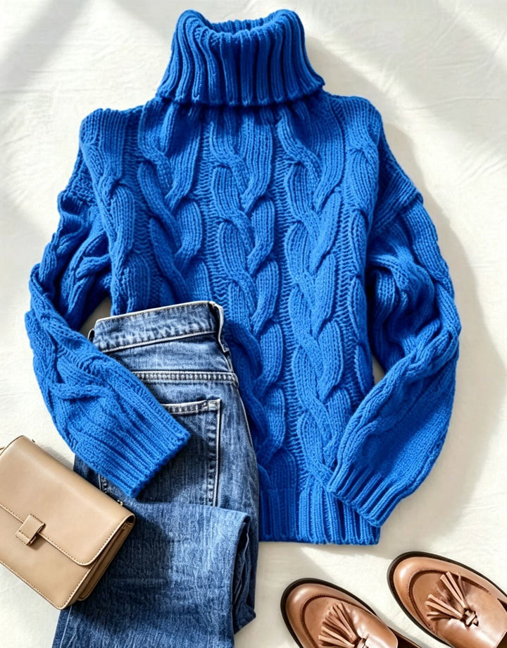Brenda | Chic Chunky Cable Knit Turtleneck Sweater