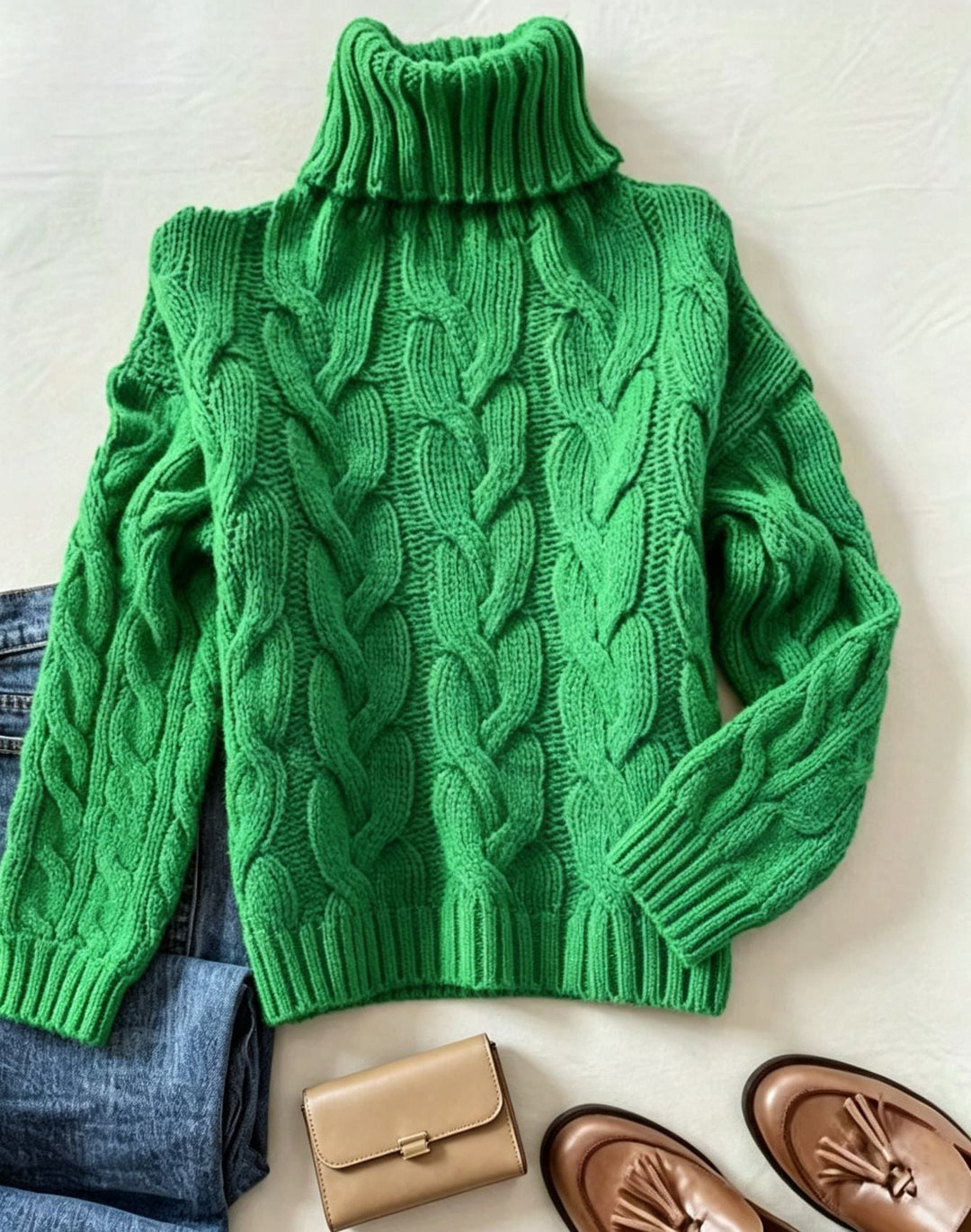 Brenda | Chic Chunky Cable Knit Turtleneck Sweater