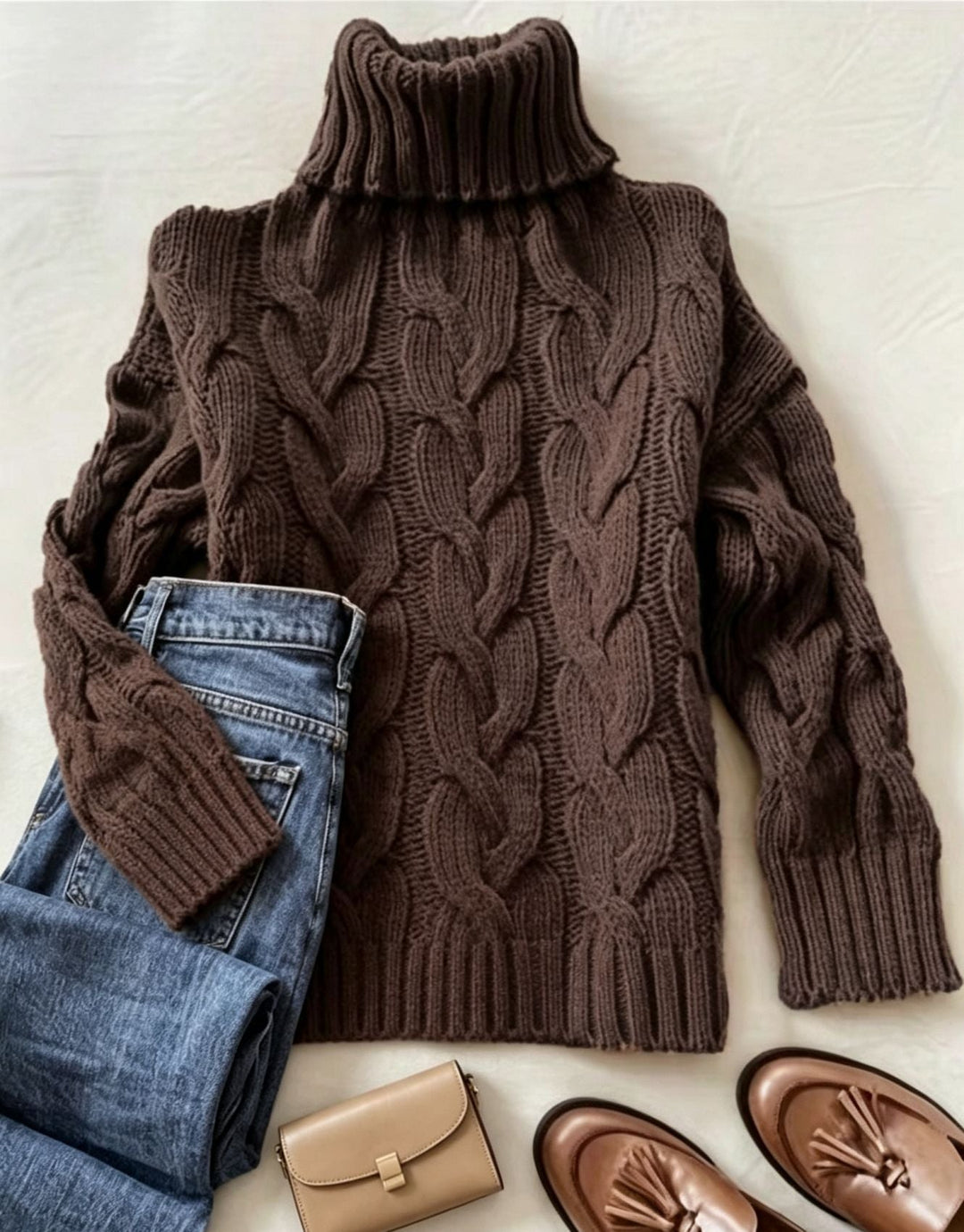 Brenda | Chic Chunky Cable Knit Turtleneck Sweater