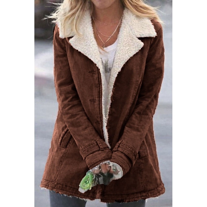 Brenda | Notched Collar Longline Sherpa Jacket Women