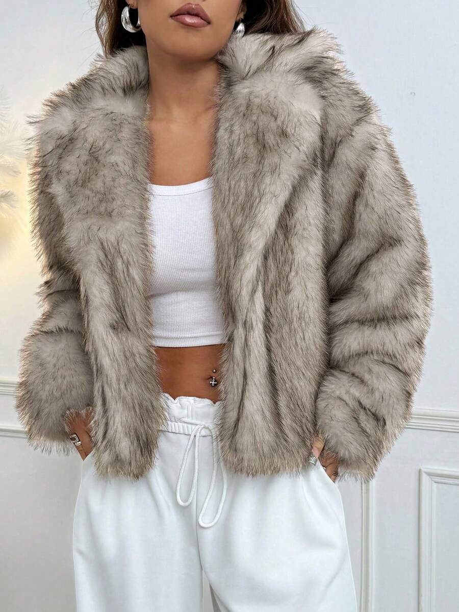Brenda | Timeless Cropped Fur Coat Wide Collar Jacket