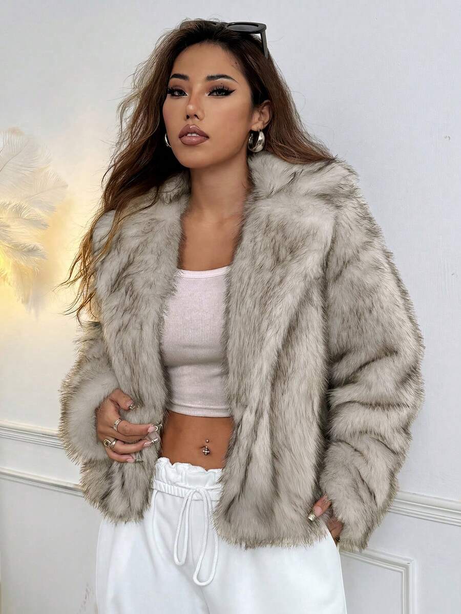 Brenda | Timeless Cropped Fur Coat Wide Collar Jacket
